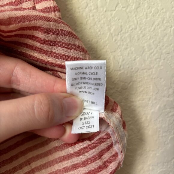 Garnet Hill Pure Organic Cotton Easy Gathered Striped Swim Cover-Up Mini Dress - Picture 9 of 11